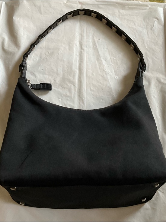 Salvatore Ferragamo Handbags - Salvatore Ferragamo VARA Black Canvas Chain Link Vintage Shoulder Bag